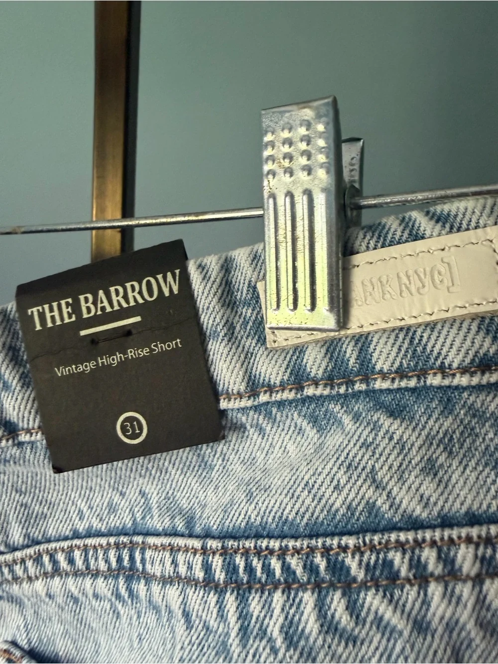 Blank NYC  the Barrow Light Wash Denim Shorts with White Fringe western festival